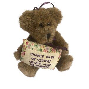 Vtg Boyds Collection "Chance Made Us Sisters" Plush Teddy Bear 4”  Floral Pillow